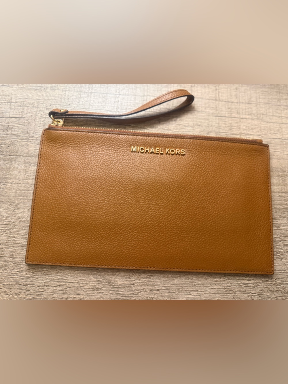 Michael Kors Tan Leather Wristlet Clutch